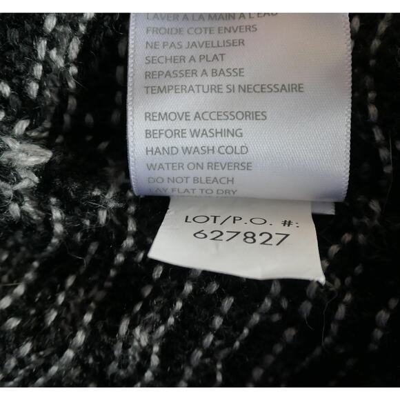 Tribal Cardigan Sweater Womens Medium Black Gray Chunky Knit Boho Wool Blend - Picture 11 of 12